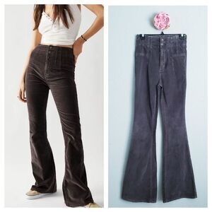 We The Free Jayde Corduroy Flare Pants in Charcoal Gray